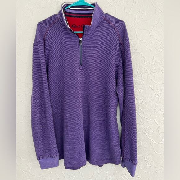ROBERT GRAHAM Classic Fit purple 1/4 zip mock cotton sweater pullover Size XL - Picture 1 of 6